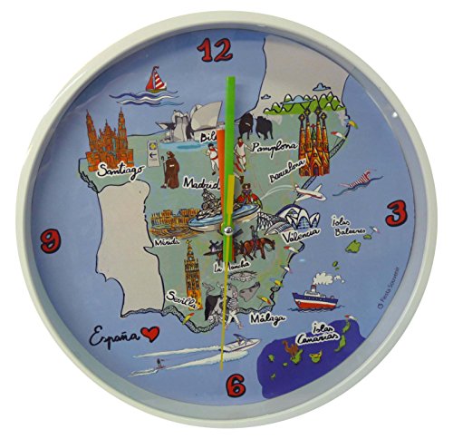 Nadal Uhr Große Karte Spanien, Mehrfarbig, 24,9 x 24,9 x 3,9 cm von Nadal