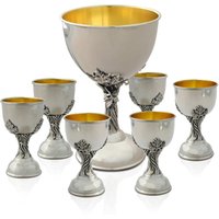 Besonderes Design Schnapsbecher Set Mit Großer Kiddush Tasse Aus 925 Sterling Silber von NadavArtJudaica