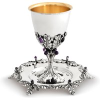 Einzigartiges Von Der Natur Inspiriertes Weinset Aus 925Er Sterlingsilber Mit Natürlichen Amethyststeinen von NadavArtJudaica