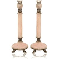 Große Sterling Silber & Onyx Stein Kerzenständer - Moderne Judaica Atemberaubende Haushaltswaren von NadavArtJudaica