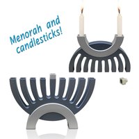 Moderne Bunte Flipping Menorah & Shabbat Kerzenständer Mit Mattem Finish von NadavArtJudaica