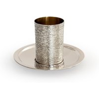 Moderne Kiddush Tasse Set Aus 925 Sterling Silber Mit Gehämmertem Finish - Modernes Judaica Geschenk von NadavArtJudaica