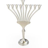 Moderner Großer Silber Menorah, Modern & Atemberaubender Sterling Hanukkah Menorah Mit Geschwungenen Armen Und Offenen Kerzenständern von NadavArtJudaica