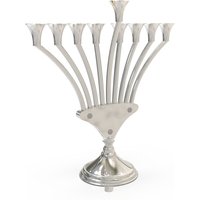 Moderner V-Förmiger Sterling Silber Hanukkah Menorah, Modern & Traditionell Unikat Made in Israel von NadavArtJudaica