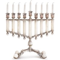 One-Of-A-Kind Royal 925 Sterling Silber Hanukkah Menorah Mit Natürlichem Pink Onyx Stein von NadavArtJudaica