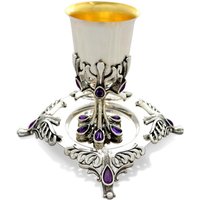Terrific 925 Sterling Silber Kiddush Tasse & Teller Mit Natürlichen Amethyst Steinen - Einzigartiges Geschenk Für Besondere Anlässe von NadavArtJudaica