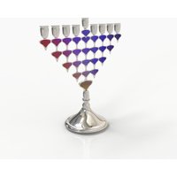 Zweiseitig Modern & Bunt Hanukkah Menorah Mit Kalter Emaille von NadavArtJudaica