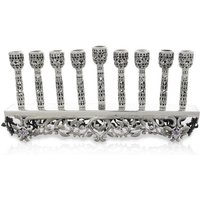 sterling Silber Atemberaubende Antike Inspirierte Chanukka Menora in Traditioneller Filigraner Technik Handgefertigt von NadavArtJudaica