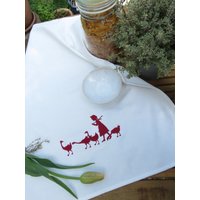 Besticktes Geschirrtuch Biobaumwolle Gots Gänsemagd Landhausstil von Nadelfein