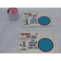 Bestickter Mug Rug Gehirne Verschiedene Motive Auf Kunstleder S-058 - S-059 von Nadelklapperei