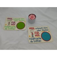 Bestickter Mug Rug Hirn Oder Steine Verschiedene Motive Auf Kunstleder S-060 - S-061 von Nadelklapperei