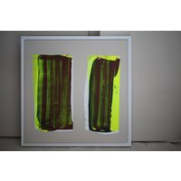 Abstraktes 24x24 Ölgemälde - Neonfarben Quadratisch Strukturiert Wohnzimmer Kunst Büro Interior Design Modern Braun Schwarz Original von NadiaTysonStudio