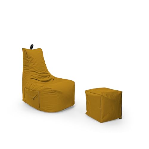 Nadimaideal Gamer Sitzsack Komfort XL - XXL für Kinder, Teenager & Erwachsene | Indoor & Outdoor | Sitzsack Gaming | Füllung EPS Perlen (Sand, Sitzsack XXL mit Hocker) von Nadimaideal