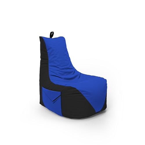 Nadimaideal Gamer Sitzsack Komfort XL - XXL für Kinder, Teenager & Erwachsene | Indoor & Outdoor | Sitzsack Gaming | Füllung EPS Perlen (Schwarz - Blau, Sitzsack XL) von Nadimaideal
