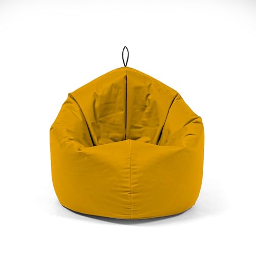Nadimaideal Sitzsack 2 in1 Funktionen für Kinder, Teenager & Erwachsene | Indoor & Outdoor | Gaming Sitzsack -Komfortabler Beanbag | Füllung EPS Perlen (Gelb, XXL Durchmesser 145 cm) von Nadimaideal