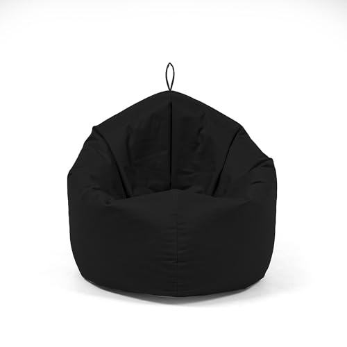 Nadimaideal Sitzsack 2 in1 Funktionen für Kinder, Teenager & Erwachsene | Indoor & Outdoor | Gaming Sitzsack -Komfortabler Beanbag | Füllung EPS Perlen (Schwarz, XXL Durchmesser 145 cm) von Nadimaideal