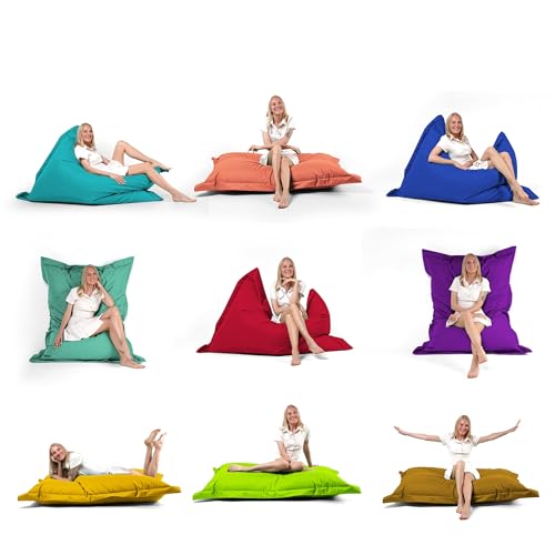 Nadimaideal Sitzsack Rechteckig 2 in 1 Funkttion Legen & Setzen für Kinder, Teenager & Erwachsene | Indoor & Outdoor | Sitzkissen - Beanbag | Füllung EPS Perlen (Khaki, L - 100 X 145 cm) von Nadimaideal