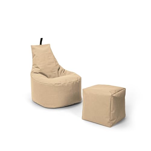Nadimaideal Sitzsack XL - XXL für Kinder, Teenager & Erwachsene | Indoor & Outdoor | bereits gefüllt | Sitzsack Gaming | Füllung EPS Perlen (Beige, XXL - Durchmesser 80 cm für Erwachsene) von Nadimaideal