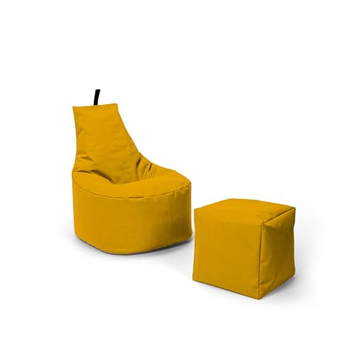 Nadimaideal Sitzsack XL - XXL für Kinder, Teenager & Erwachsene | Indoor & Outdoor | bereits gefüllt | Sitzsack Gaming | Füllung EPS Perlen (Gelb, XXL - Durchmesser 80 cm für Erwachsene) von Nadimaideal