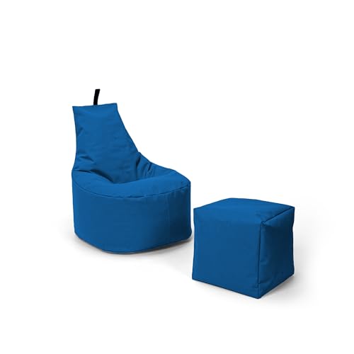 Nadimaideal Sitzsack XL - XXL für Kinder, Teenager & Erwachsene | Indoor & Outdoor | bereits gefüllt | Sitzsack Gaming | Füllung EPS Perlen (Königsblau, XL - Durchmesser 65 cm - für Kinder) von Nadimaideal