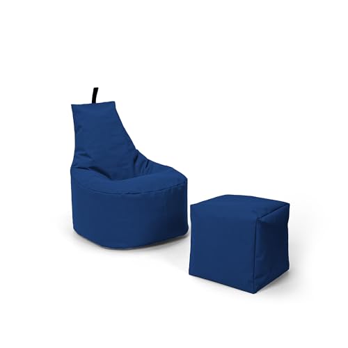 Nadimaideal Sitzsack XL - XXL für Kinder, Teenager & Erwachsene | Indoor & Outdoor | bereits gefüllt | Sitzsack Gaming | Füllung EPS Perlen (Marineblau, XXL - Durchmesser 80 cm für Erwachsene) von Nadimaideal