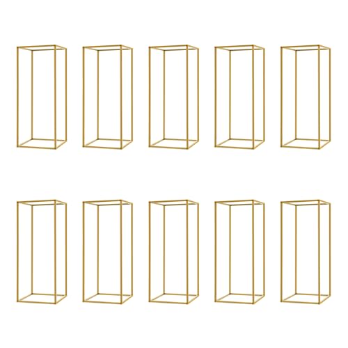 10 Pcs Blumenständer Gold Metall Hochzeit, Mittelstücke Geometrische Vasen Metall Stand 60cm Hohe, Hoch Blumenvasen Säulenständer Hochzeitsvase Säule für Party Deko von NadineDutol