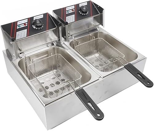 12 L Elektro Friteuse Edelstahl Doppel-Fritteuse Kaltzonen Fritöse Frittöse Fryer 5000W mit Frittierkorb für Schnellrestaurants Snackbars von NadineDutol