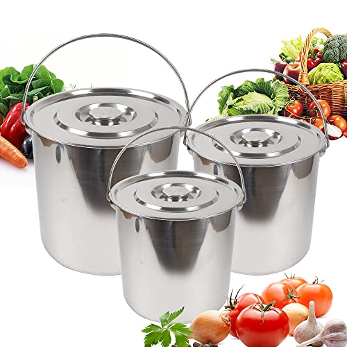 6L/12L/20L Edelstahleimer,Lebensmitteleimer Kücheneimer Futtereimer Milcheimer Eimer Garteneimer Baueimer mit Tragegriff + Deckel für Gastronomie (12L) von NadineDutol