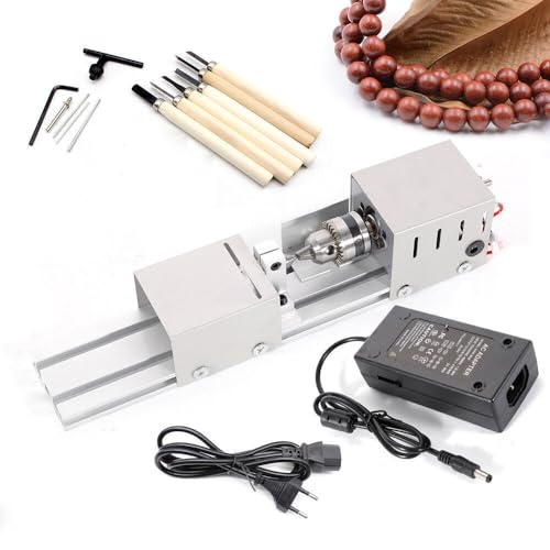 7Stufen Metalldrehmaschine,Mini Drehmaschine Drehbank Tischdrehbank Diy Holzbearbeitung Drechselbank Perlen Poliermaschine Polisher Holz Werkzeug Mini-Drehmaschine Lathe Buddha Bead,4000-9000U/Mi von NadineDutol