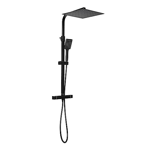 Badezimmer Duschsystem mit Thermostat Schwarz Duscharmatur Duschbrause Set,Unterputz Dusche Regendusche,inkl.Übergroßer Kopfbrause Multifunktion Handbrause Badezimmer Duschsystem mit Thermostat Schwarz Duscharmatur Duschbrause Set,Unterputz Dusche Regendusche,inkl.Übergroßer Kopfbrause Multifunktion Handbrause von NadineDutol