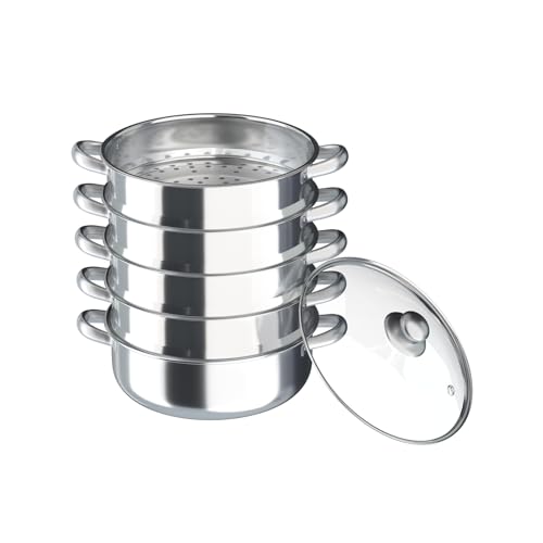 Dampfgarer Dampf Kochtopf Edelstahl Dampfkocher Gemüse-/Kartoffeldämpfer 3/5Tier (30 cm) von NadineDutol