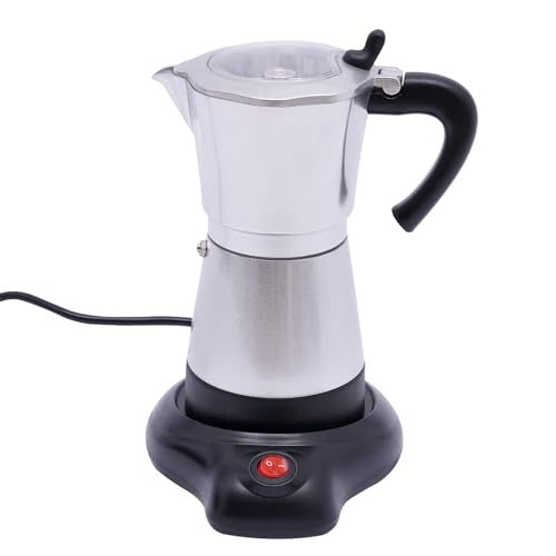 NadineDutol 150/300ml Elektrische Kaffeemaschine,Kaffeemaschine für den Herd,Espressokocher,Espresso-Kocher für 6 Tassen,Mokka Maker für Gas,Elektro-Herd und Ceran-Feld (300ml Silber) von NadineDutol