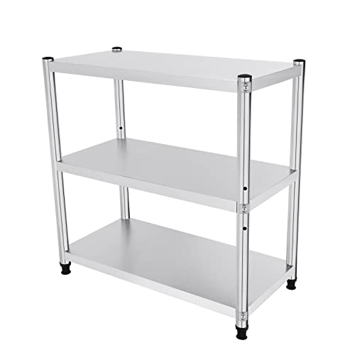 NadineDutol 3 Etagen Edelstahl Küchenregal Standregal Mikrowellenhalter Schwerlastregal, Metallregal Lagerregal Küche bis 50kg(80x80x40cm) von NadineDutol
