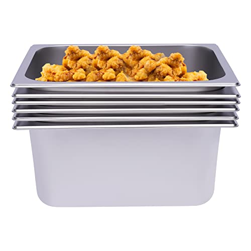 NadineDutol 6 x Gastronormbehälter GN Behälter,Stapelbar Edelstahl Geeignet Behälter 2/3 1/4 1/3 1/2 Verschiedene Tiefen für Chafing Dish,Bain Marie,Saladette (1/3 Größe(2.5" Tiefe)) von NadineDutol