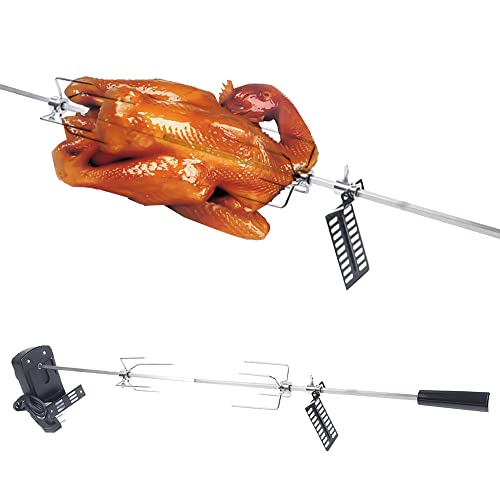 NadineDutol Motor Drehspieß Drehspiess Grill BBQ Edelstahl Rotisserie Grillspieß,elektrischer universal Grillspiess für Spanferkel mit Motor Drehspieß,220-240V,80cm von NadineDutol