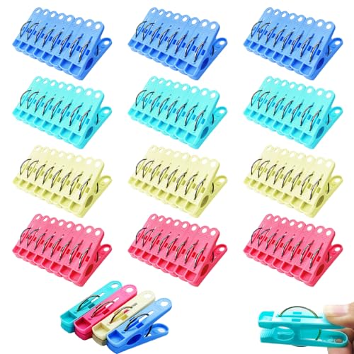 Nadinsta 112 Stück Wäscheklammern Ohne Abdruck, Windfeste Kunststoff-Wäscheklammern, 4 Farben Wäscheklammer, Starke Grip Clothes pegs für Wäscheleinen und Kleidung, Socken von Nadinsta