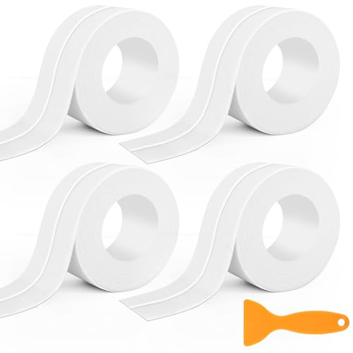 Nadinsta Dichtungsband Selbstklebend Wasserdicht, 4 Rollen Dichtungsband Wasserdicht, PVC Dichtband Selbstklebend Wasserdicht Weiß für Bad, Dusche, Küche, Toilette, Badezimmer (38 mm X 3.2 m) von Nadinsta