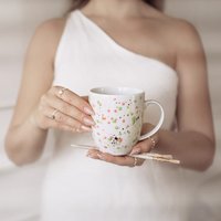 Dünne Tasse Mit 380 Ml - Pastell Punkte Gold Gesprenkelt von Nadzwyczajnie