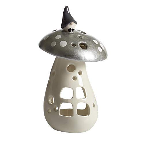 Nääsgränsgården Windlicht Wichtel a. Pilz 17cm Silber von Nääsgränsgården