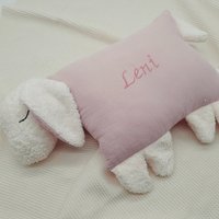 Namenskissen/Kuschelkissen Lämmchen Mit Musselin in Wunschfarbe von NaehkaestchenAachen