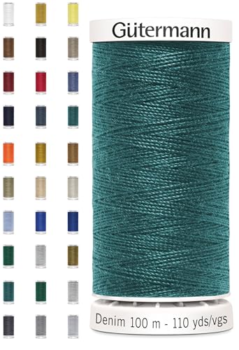 Nähmit - Gütermann DENIM 100-Meter Jeansgarn hochwertig und reißfestes Nähmaschinengarn + GRATIS FARBKARTE (A28-7735) von Nähmit