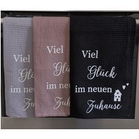 Geschirrhandtuch Geschenkset Spruch Umzug Einzug Richtfest Neue Wohnung Erste von NaehundBastelglueck