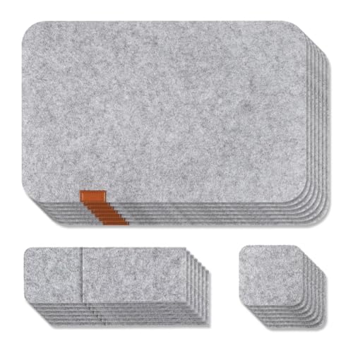 Naemriee 7 Set waschbare Filz Tischsets Tischmatten Glas Messer Gabel Untersetzer Bestecktaschen Set Isolierpads Hellgrau Naemriee 7 Set waschbare Filz Tischsets Tischmatten Glas Messer Gabel Untersetzer Bestecktaschen Set Isolierpads Hellgrau von Naemriee