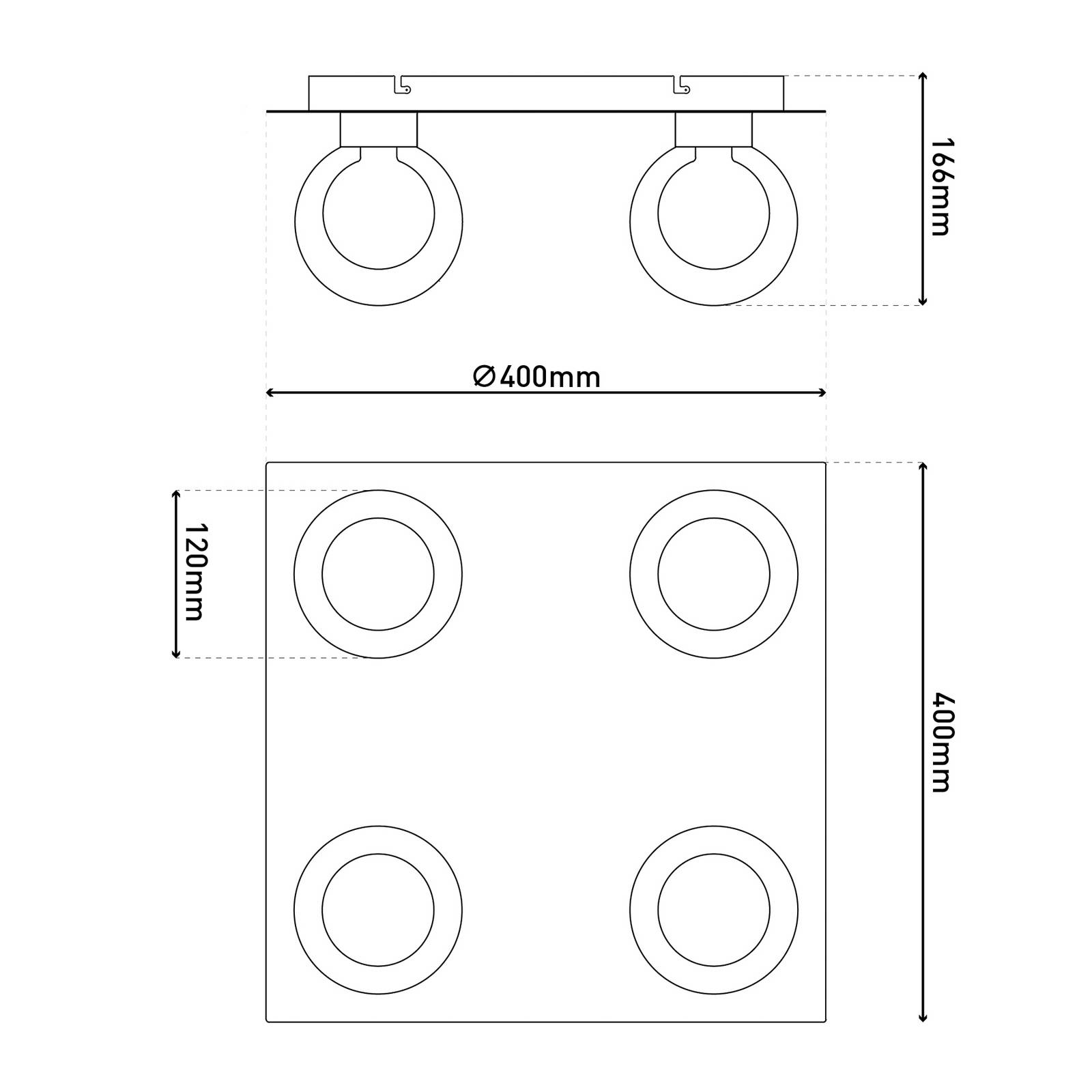 Deckenlampe Donika, 4-flammig eckig, Glas, Stahl, amber, G9 Deckenlampe Donika, 4-flammig eckig, Glas, Stahl, amber, G9 von Naeve Leuchten
