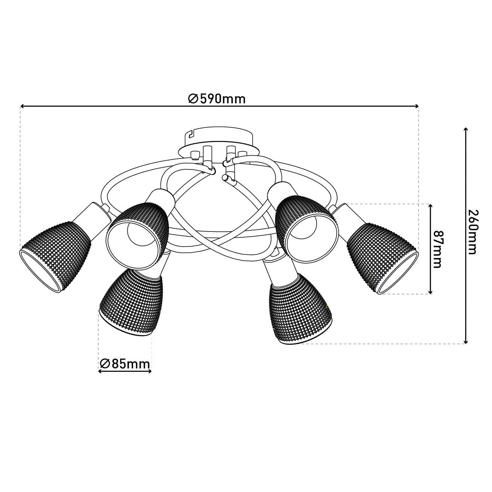 Deckenleuchte Lindita, 6-flammig, Glas, rauchgrau, E14 Deckenleuchte Lindita, 6-flammig, Glas, rauchgrau, E14 von Naeve Leuchten