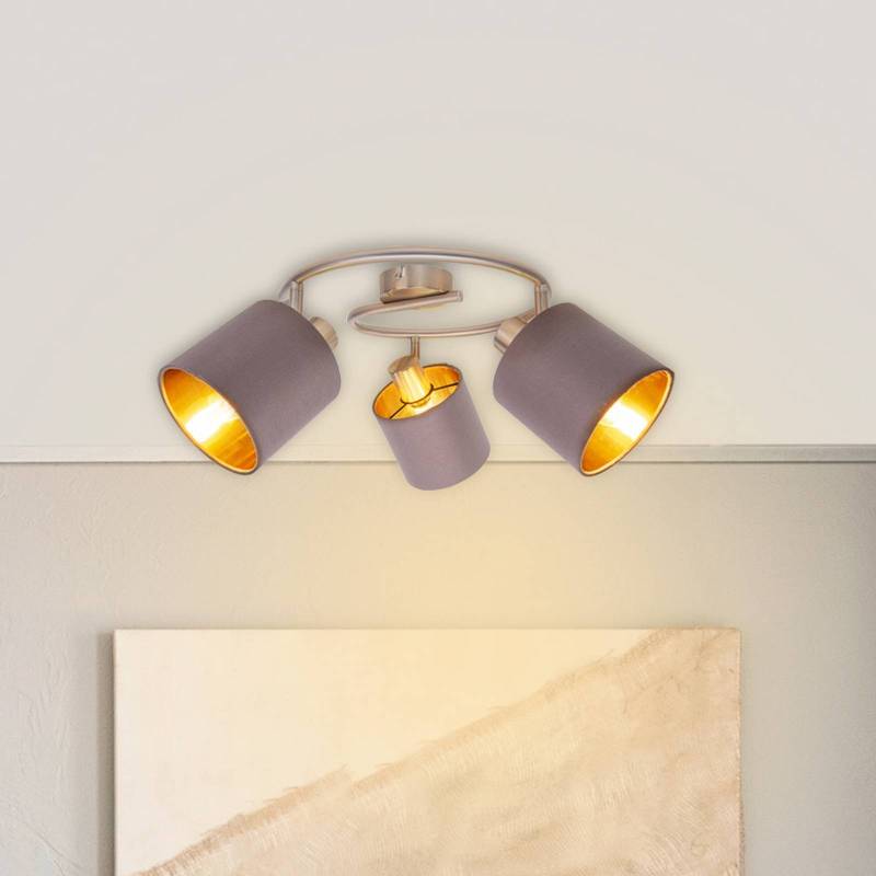 Deckenrondell Maron dreiflammig Textil, braun/gold von Naeve Leuchten