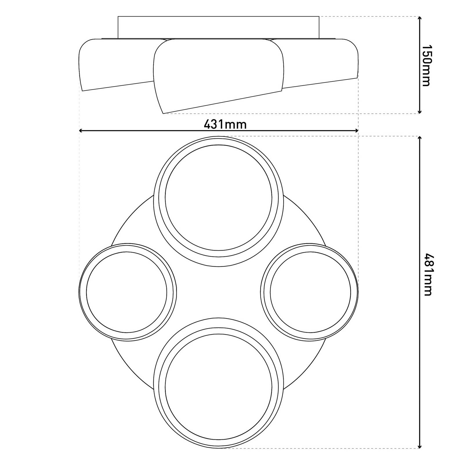 LED-Deckenlampe Eliora, 4-fl., weiß, CCT, Fernbedienung von Naeve Leuchten