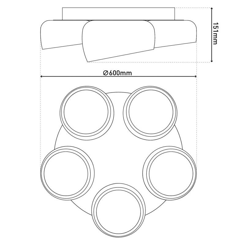 LED-Deckenlampe Eliora, 5-fl., weiß, CCT, Fernbedienung LED-Deckenlampe Eliora, 5-fl., weiß, CCT, Fernbedienung von Naeve Leuchten