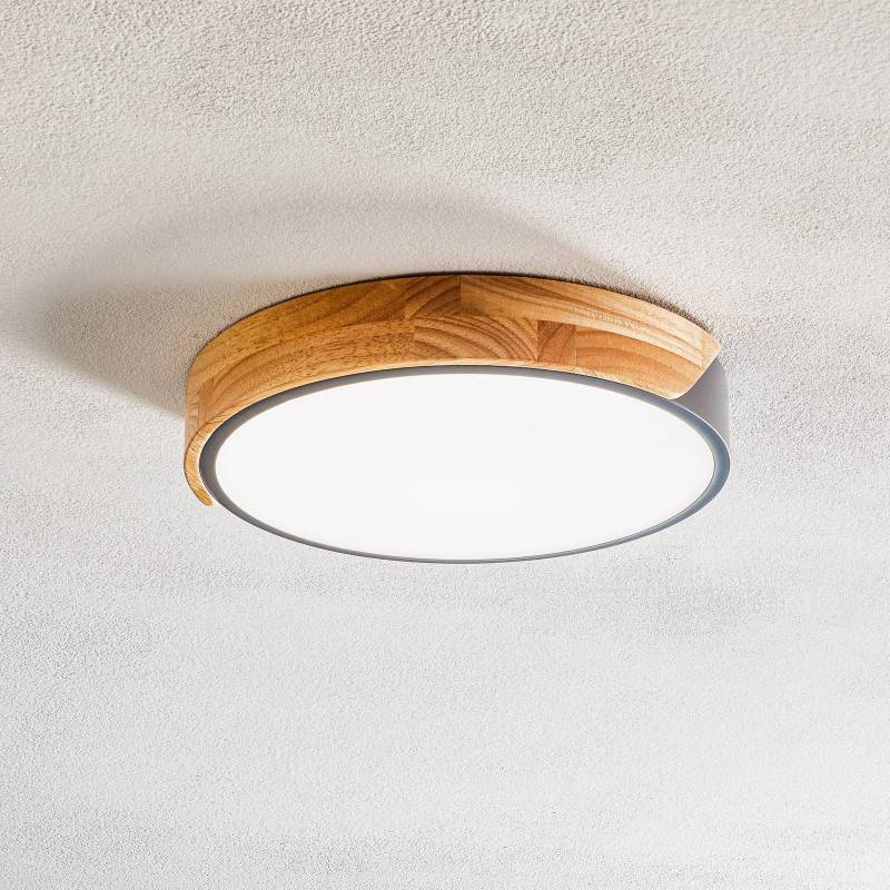 LED-Deckenleuchte Borneo mit Holz-Rahmen von Naeve Leuchten