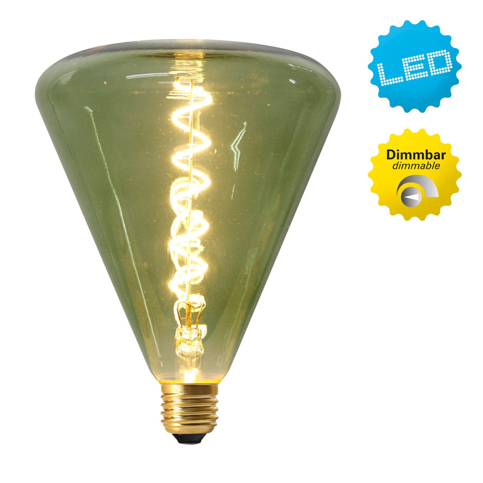 LED-Lampe Dilly E27 4W 2200K dimmbar, grün getönt von Naeve Leuchten